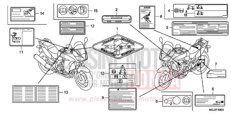 ETIQUETTE DE PRECAUTIONS de CBF1000F ABS QUASAR SILVER METALLIC (NHA48) de 2011